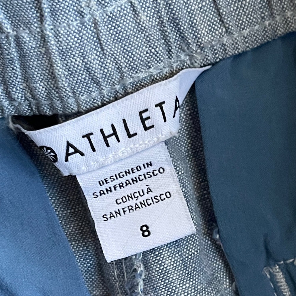 Athleta Cabo Linen Jogger Pants Womens 8 Blue Sustainable Coastal Travel Casual - Picture 3 of 9